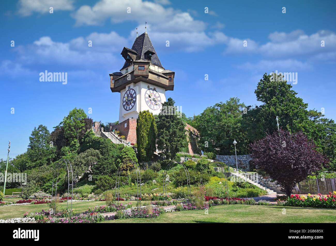 Torre dell'orologio Grazer Uhrturm in Graz Stiria Austria Foto Stock