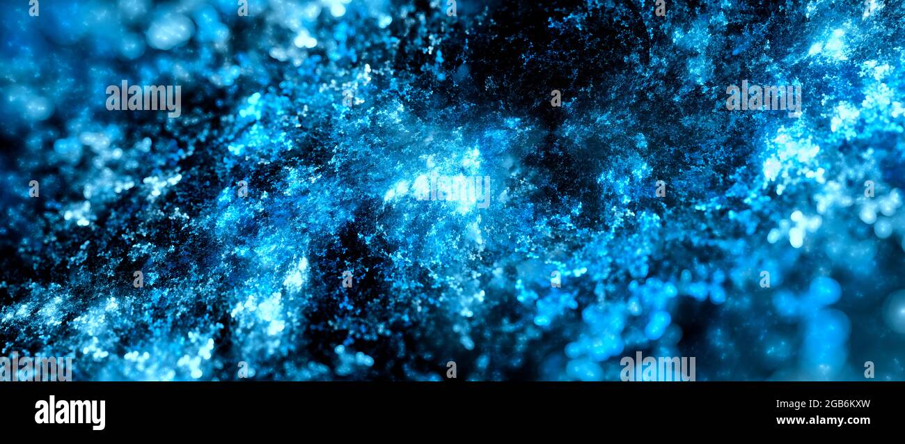 Energia quantistica blu brillante, sfondo widescreen astratto generato dal computer, rendering 3D Foto Stock