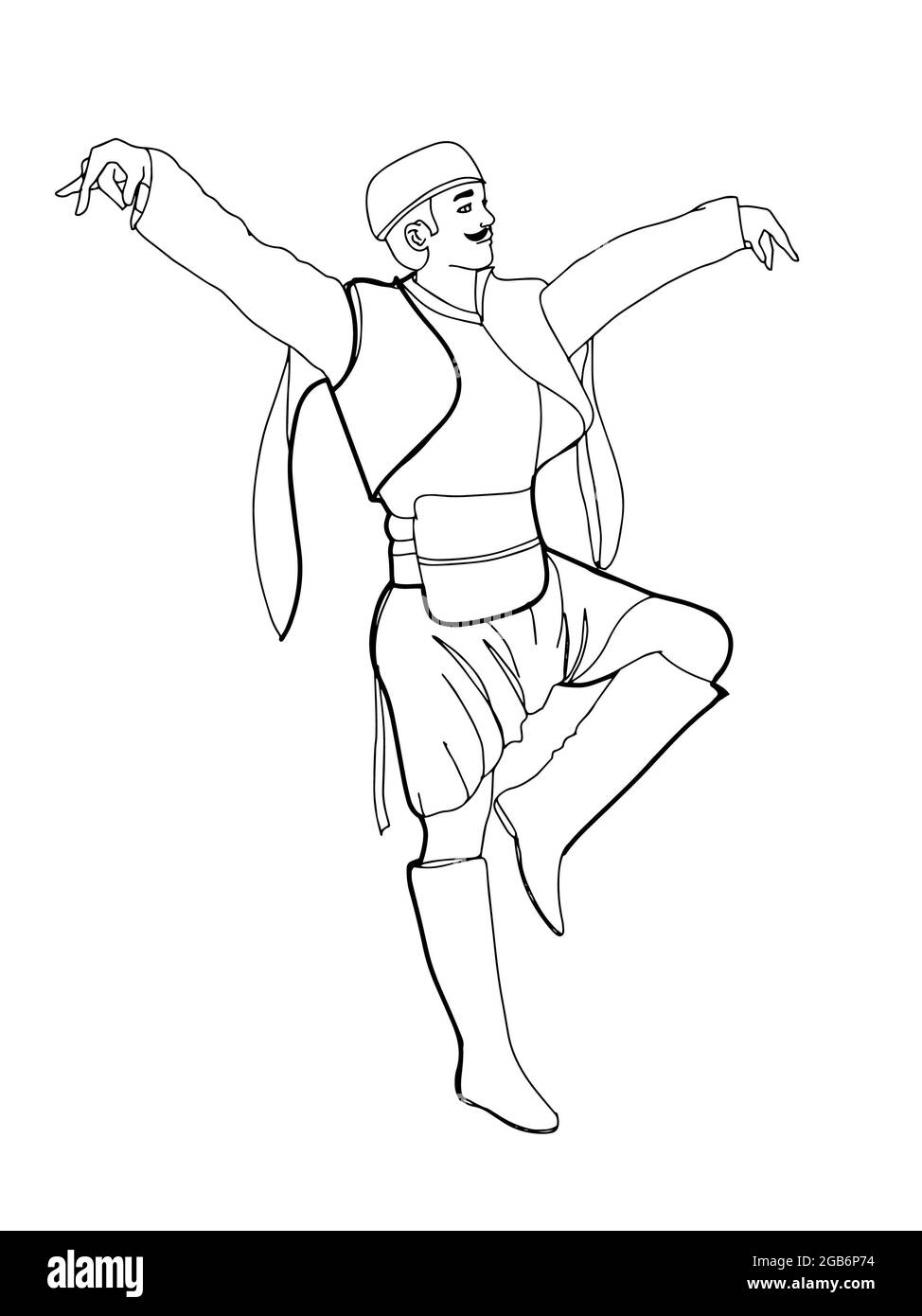 turco, tradizionale, abiti efe con uomo, disegno linea Foto Stock