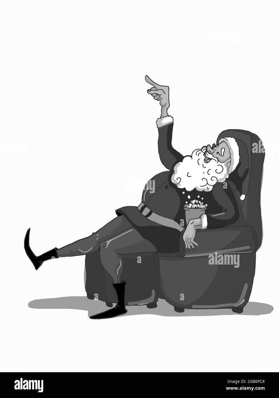 Divertente Babbo Natale, personaggi che guardano la tv, sfondo rosa illustration.gray colori Foto Stock