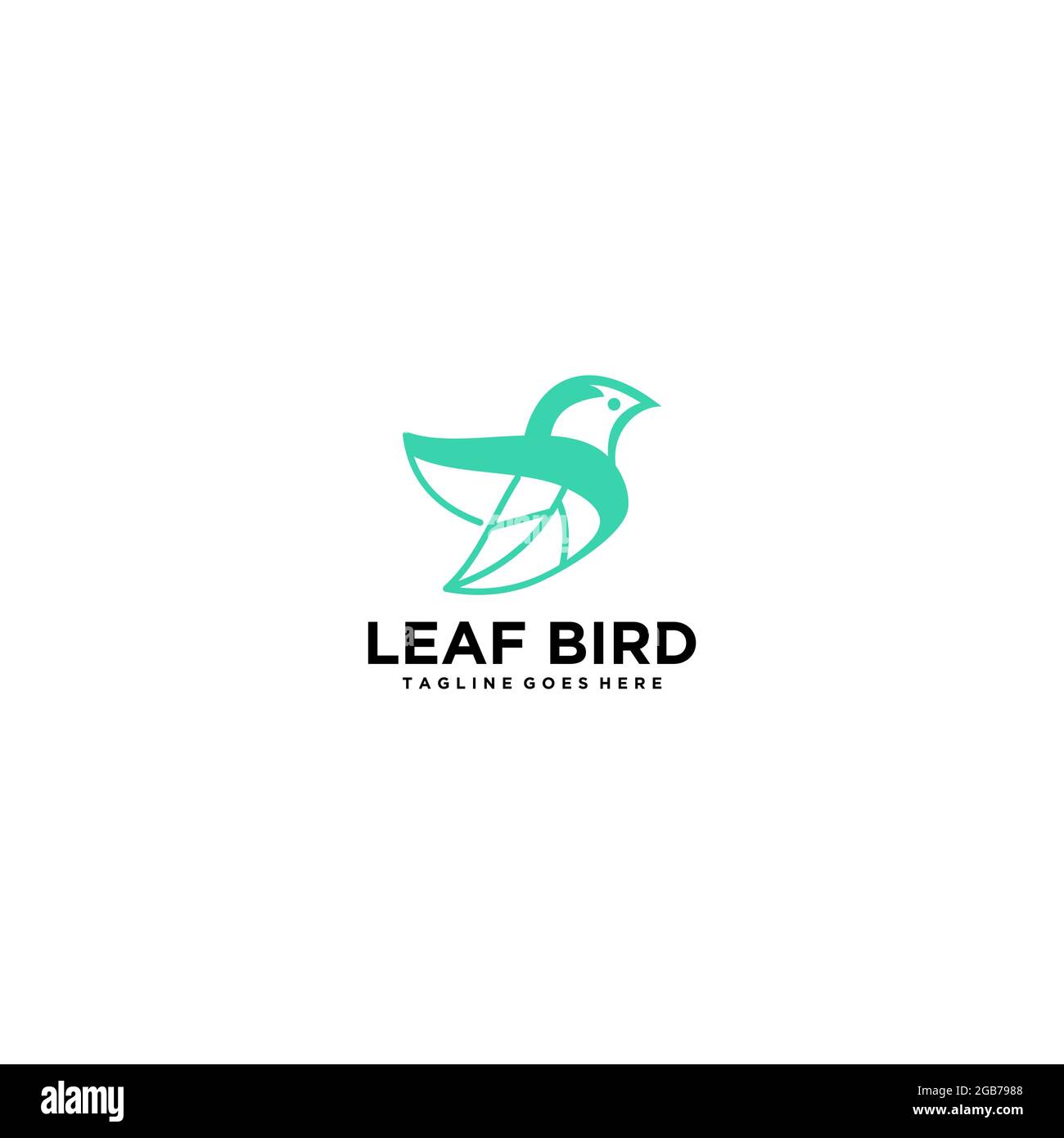 Vettore con logo semplice ed elegante con uccello e foglia Illustrazione Vettoriale
