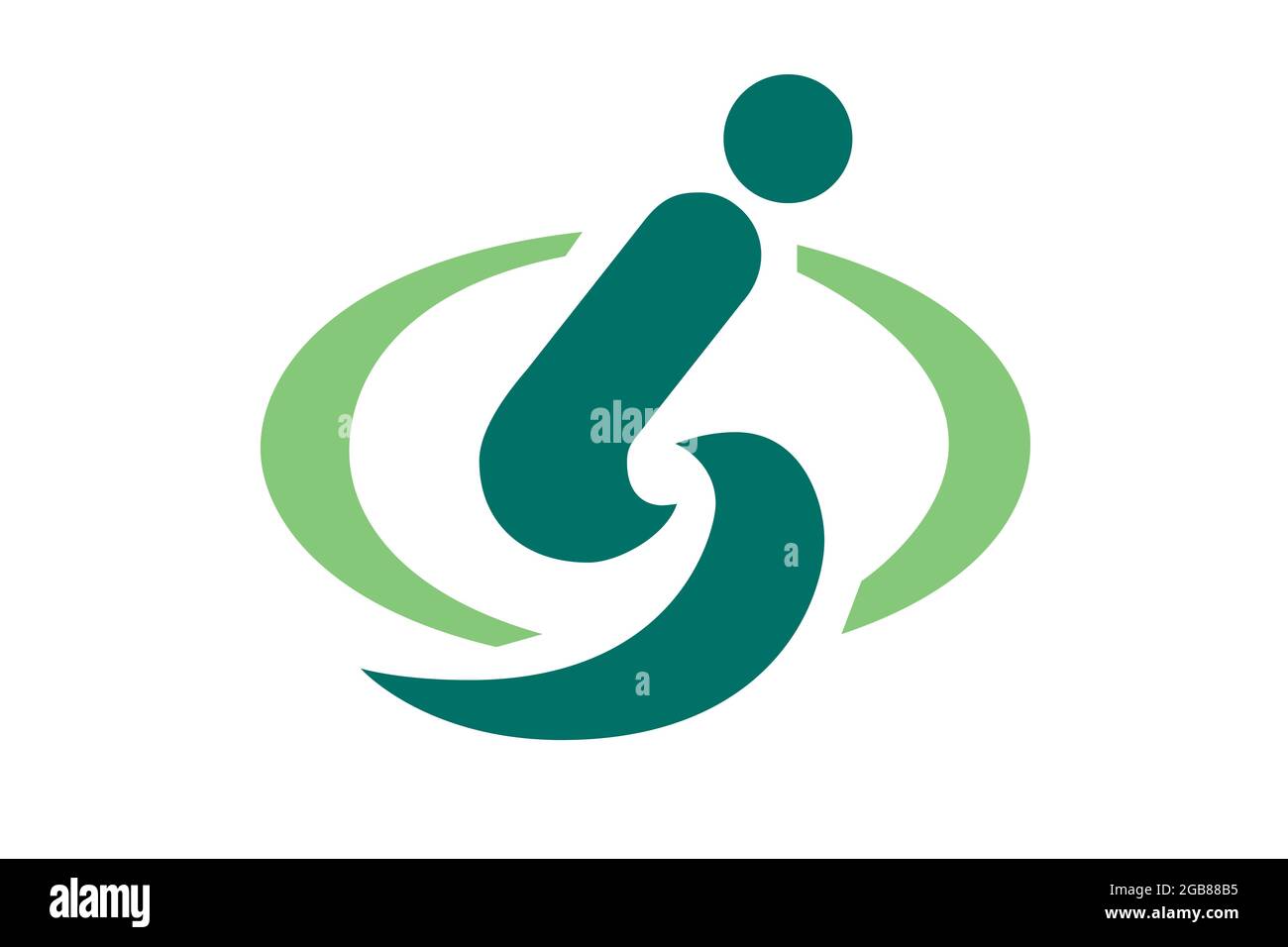 Vista dall'alto della bandiera della città di Saitama, Saitama, senza flagpole. Progettazione del piano, layout. Sfondo del contrassegno. Foto Stock