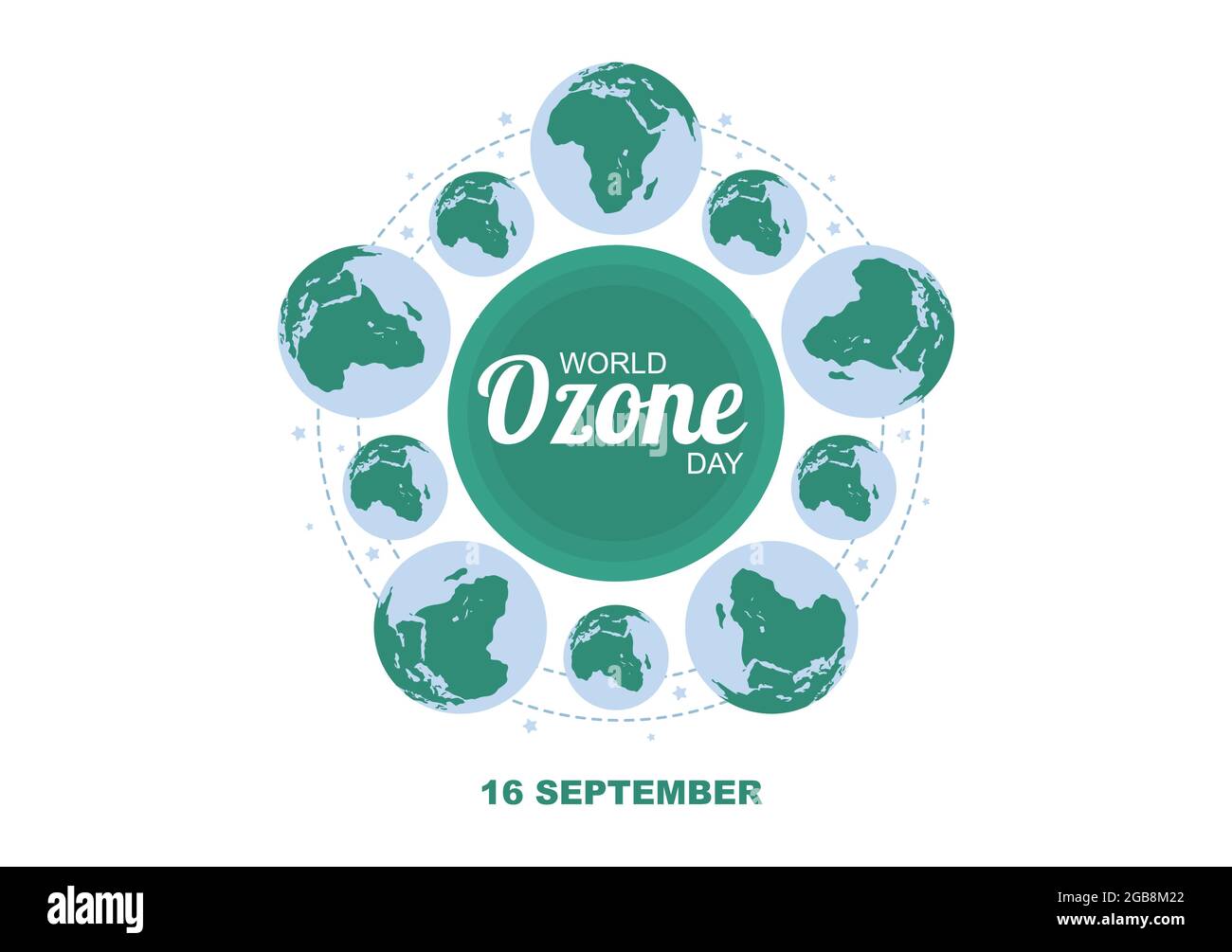 La Giornata Mondiale dell'ozono viene commemorata ogni 16 settembre per sensibilizzare il pubblico sullo strato della Terra e sulla protezione dell'ambiente. Illustrazione Illustrazione Vettoriale