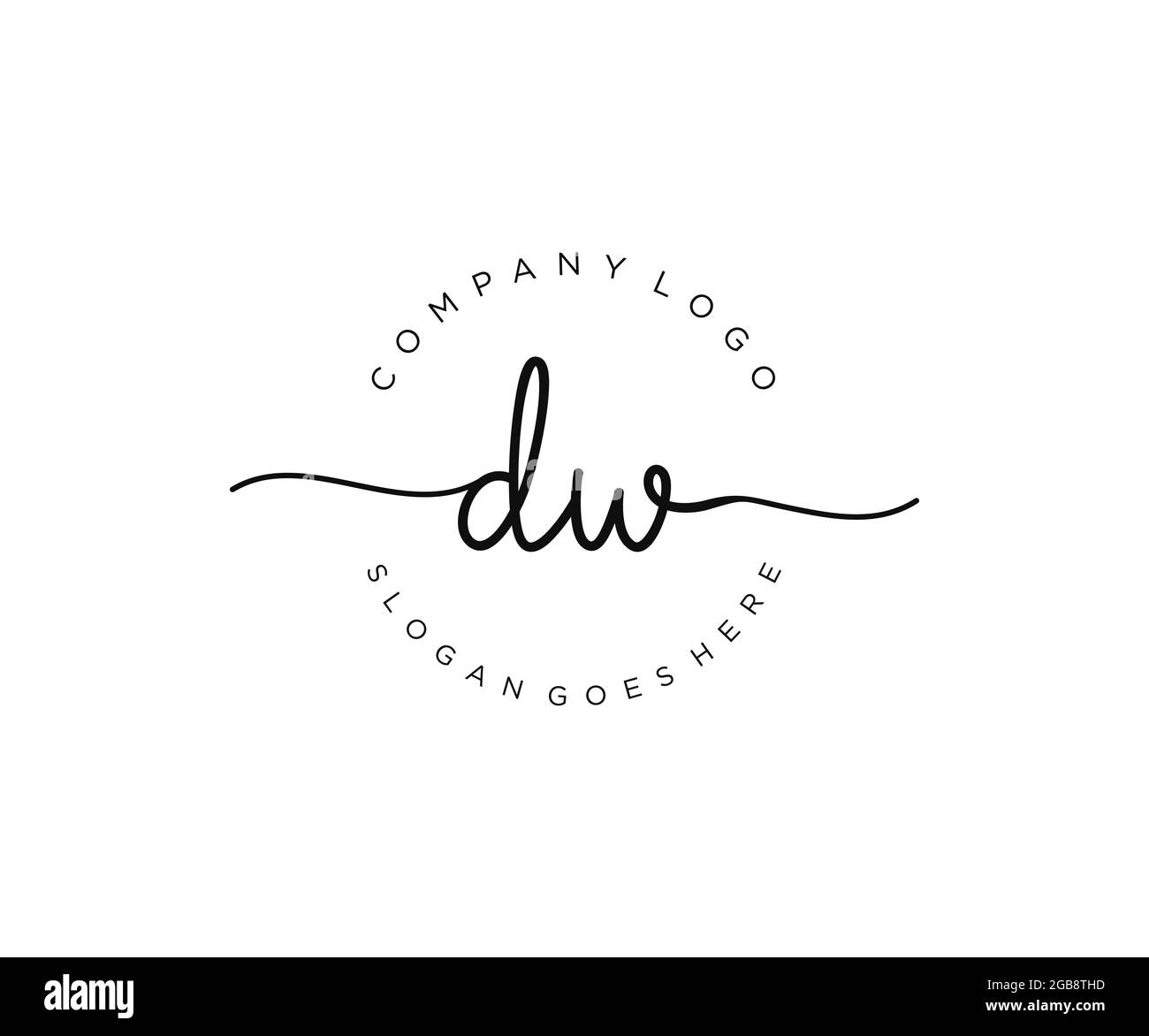DW monogramma di bellezza del logo femminile e design elegante del logo, logo di scrittura a mano della firma iniziale, matrimonio, moda, floreale e botanico con creativo Illustrazione Vettoriale