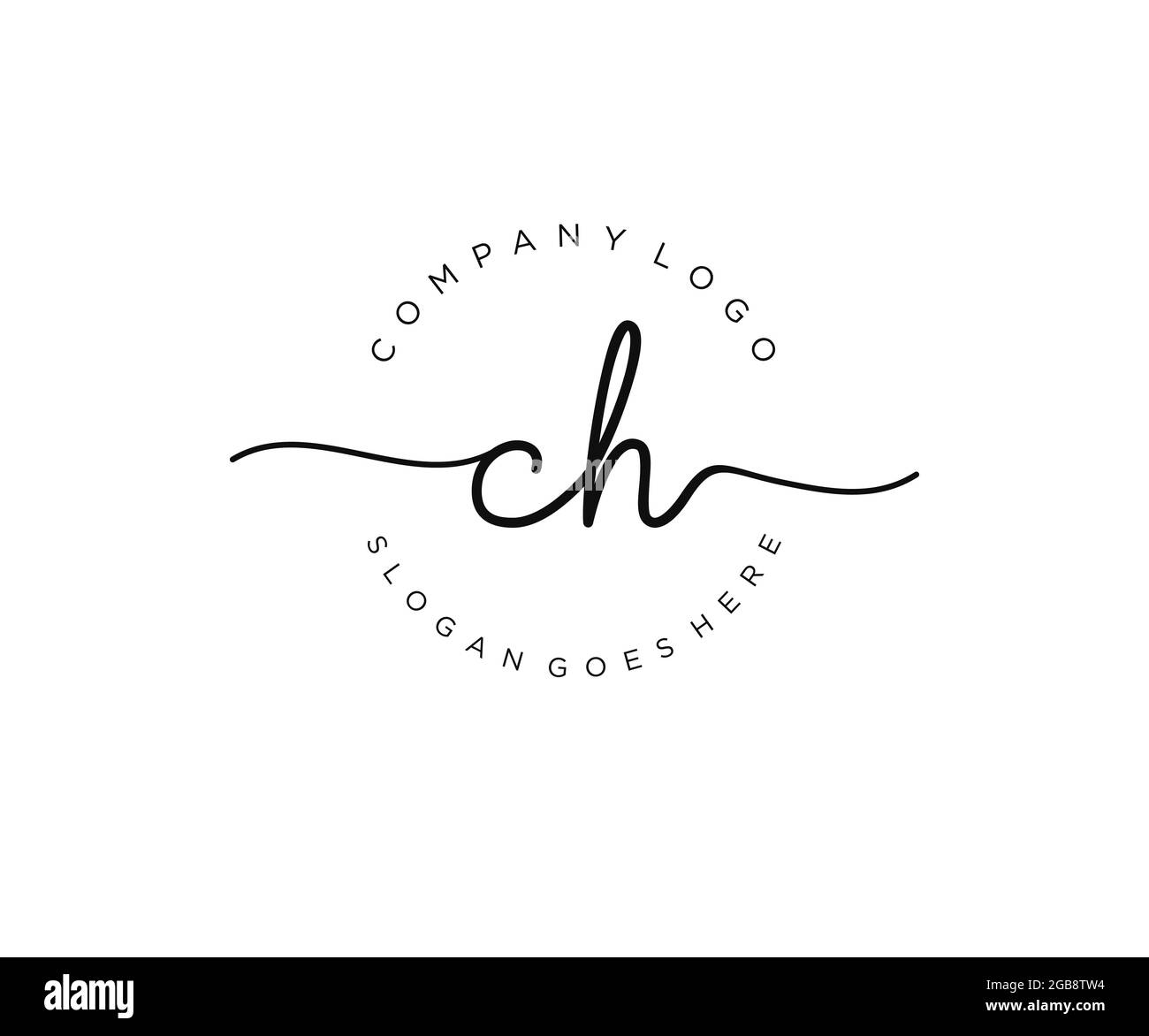 CH Monogramma di bellezza del logo femminile e design elegante del logo, logo di scrittura a mano della firma iniziale, matrimonio, moda, floreale e botanico con creativo Illustrazione Vettoriale
