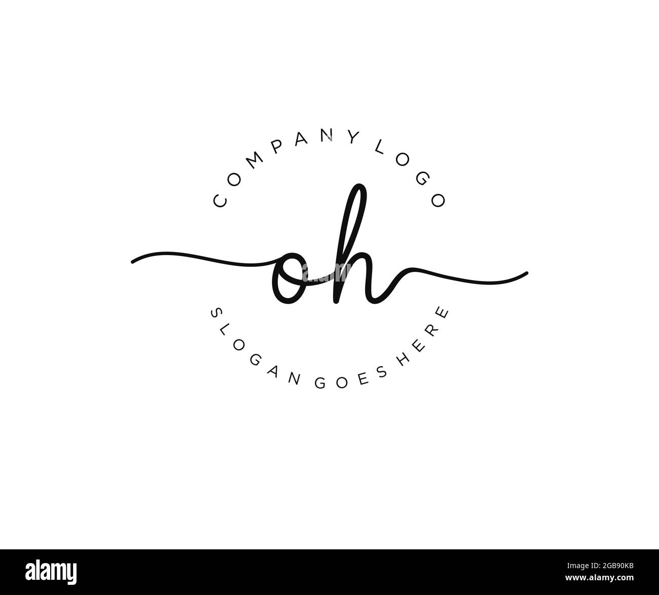 OH monogramma di bellezza del logo femminile e design elegante del logo, logo di scrittura a mano della firma iniziale, matrimonio, moda, floreale e botanico con creativo Illustrazione Vettoriale