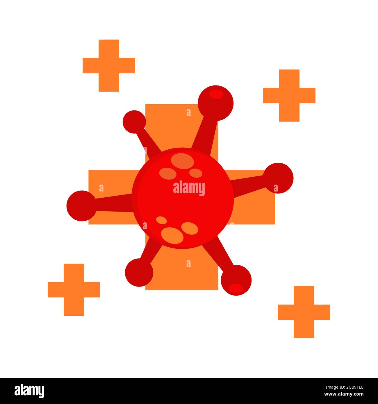 simbolo di salute con disegno di illustrazione del virus. illustrazione di protezione del virus pandemico. disegno di illustrazione del virus. su sfondo bianco Foto Stock
