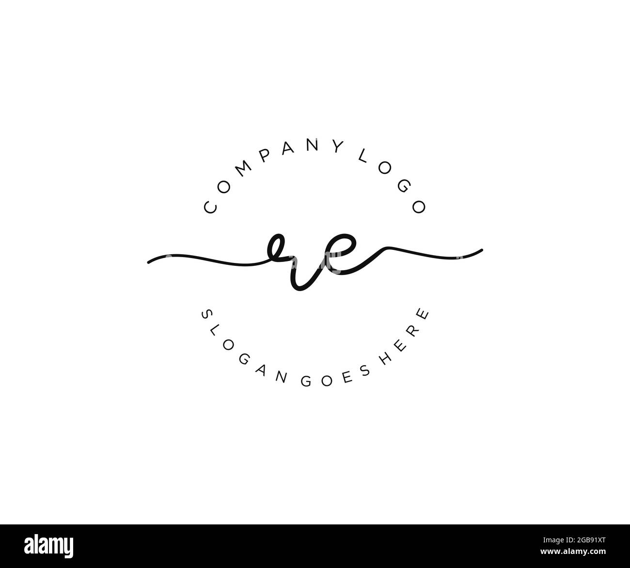 RE Monogramma di bellezza del logo Femminile e design elegante del logo, logo di scrittura a mano della firma iniziale, matrimonio, moda, floreale e botanico con creativo Illustrazione Vettoriale