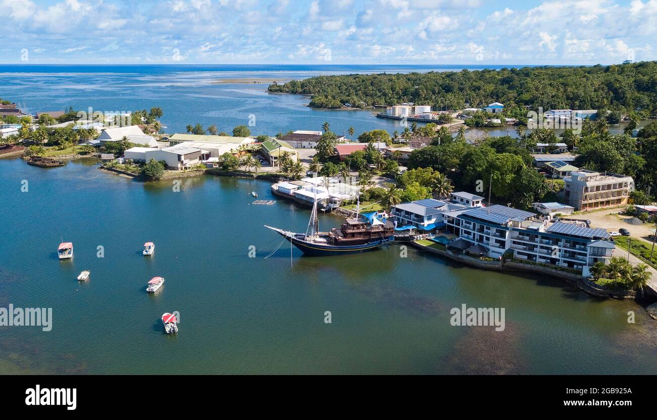 Baia e porto di Colonia, capitale di Yap, Stati Federati di Micronesia, Australia Foto Stock