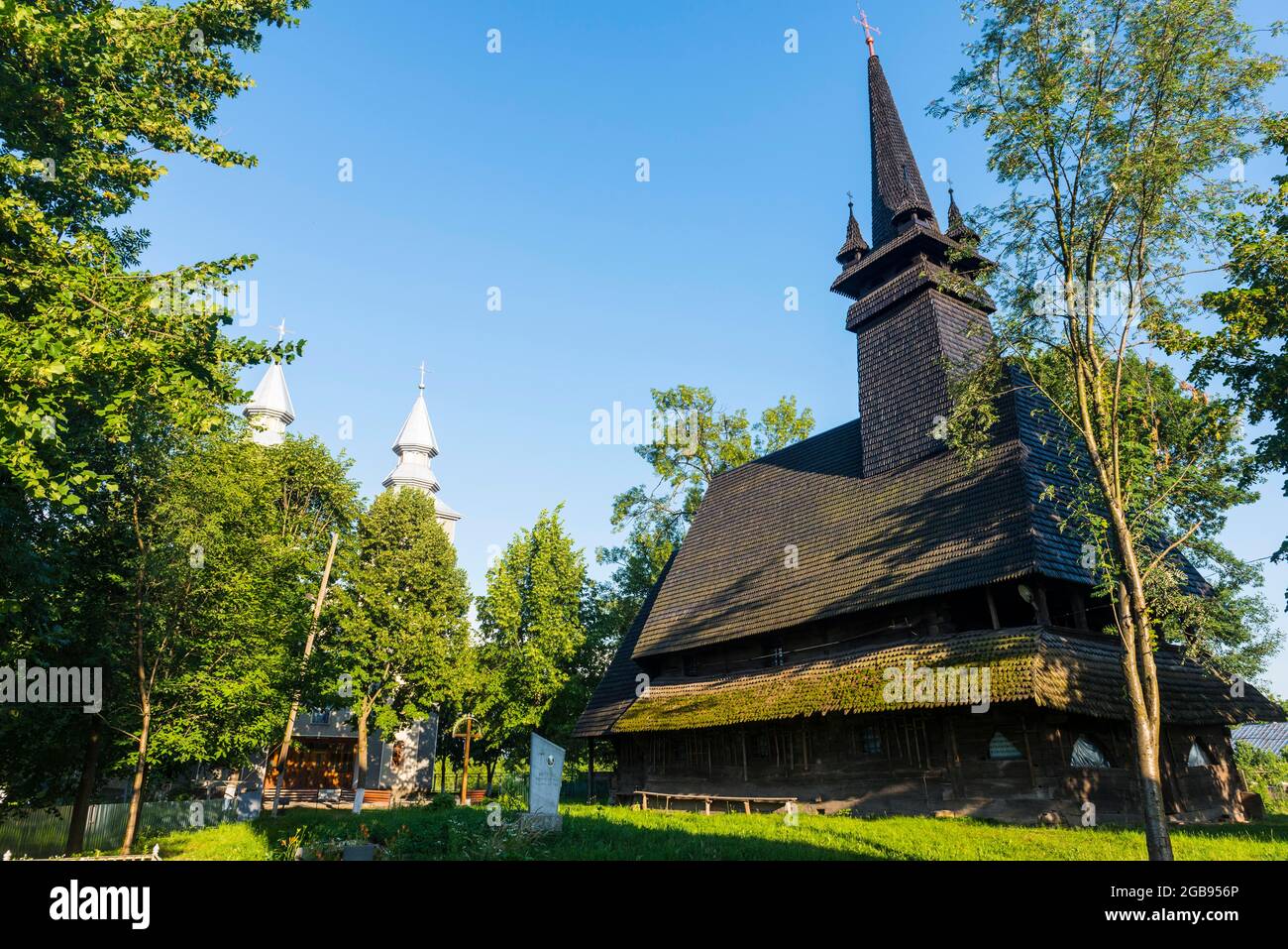 MykolayivsÊ¹ka chiesa in legno a Sokyrnytsya, Ucraina occidentale Foto Stock