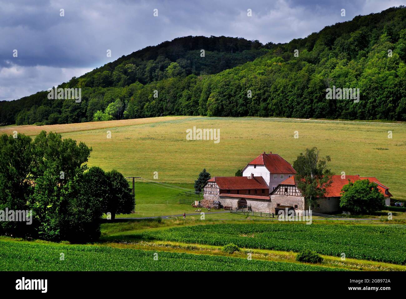 Hof im Werratal, Werrabergland, Parco Naturale Eichsfeld-Hainich-Werratal, cintura Verde, Border Trail, Confine tedesco interno, Treffurt, Wartburgkreis Foto Stock
