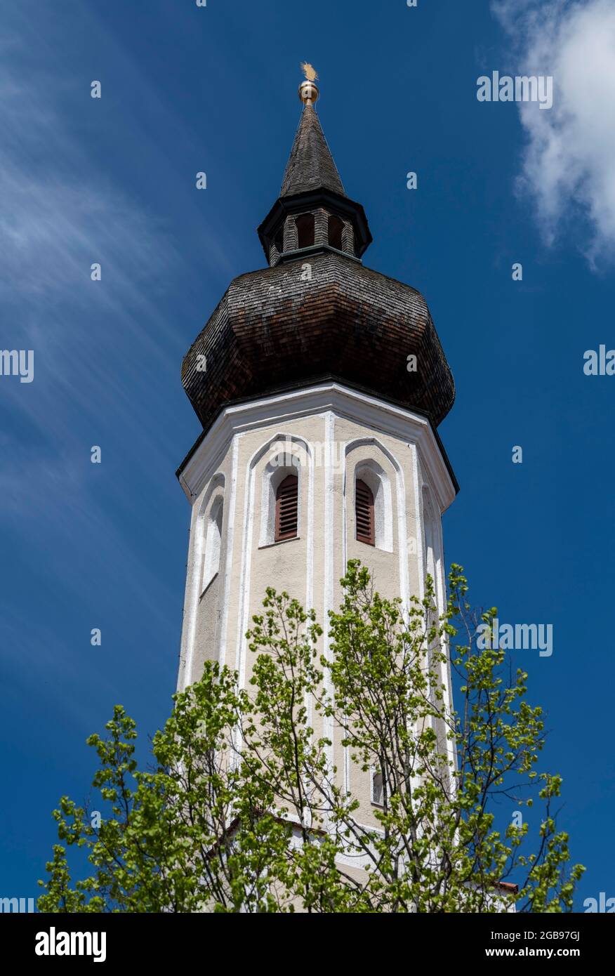 La torre della Frauenkircherl secolarizzata a Erding, alta Baviera, Baviera, Germania Foto Stock