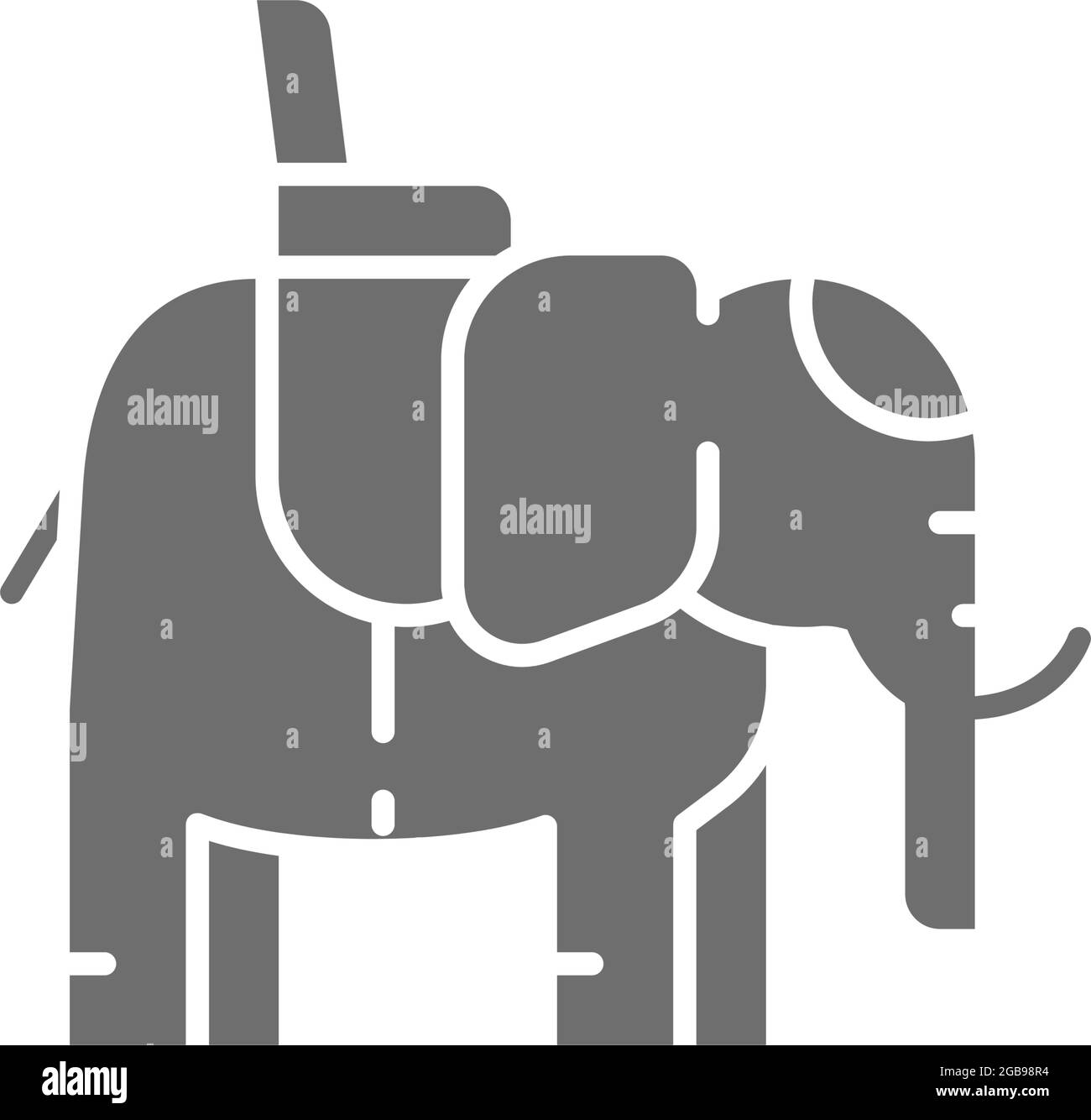Elefante indiano con un'icona grigia sella. Illustrazione Vettoriale