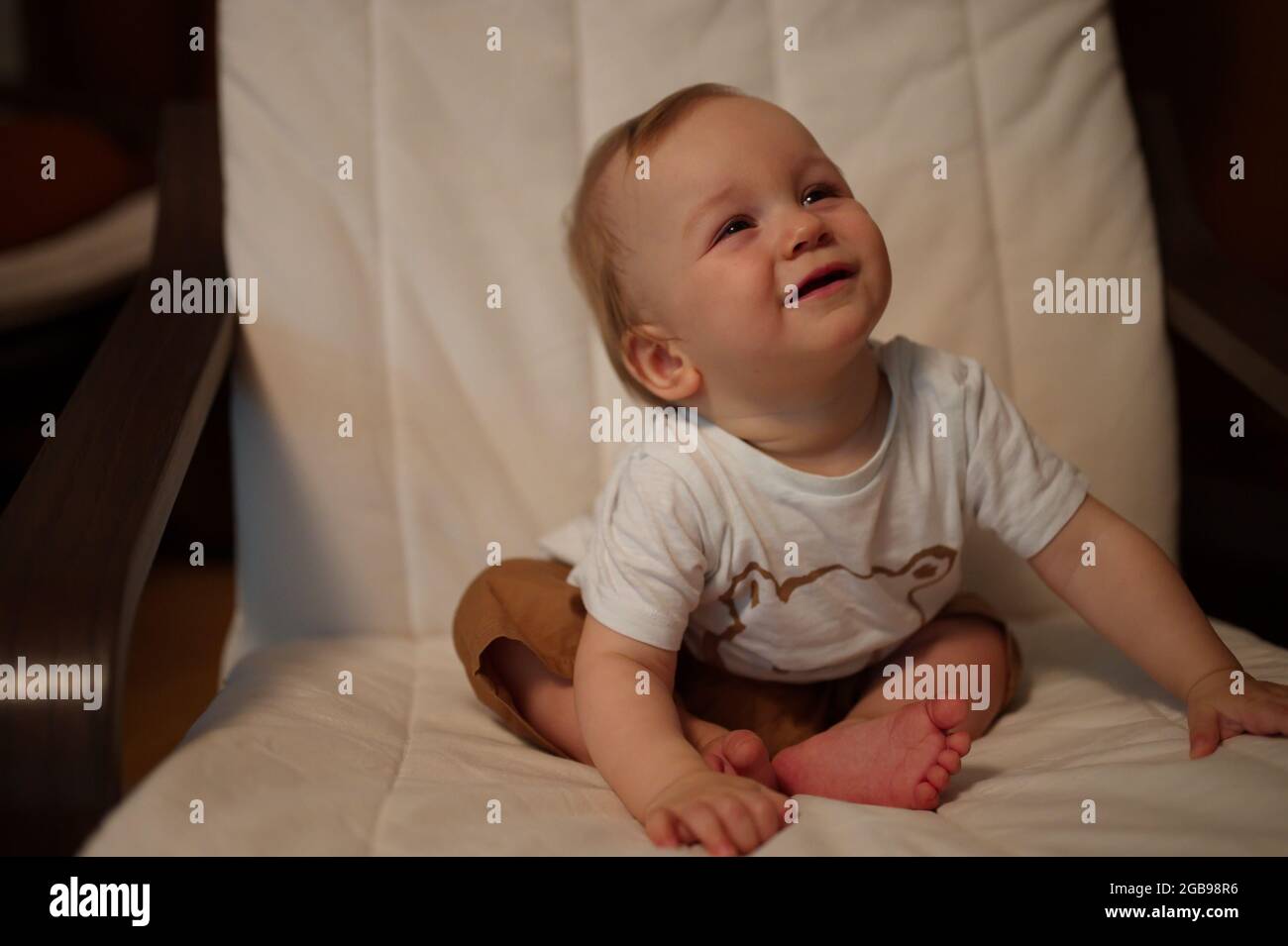 Ritratto closeup di adorabile piccolo bambino Foto Stock