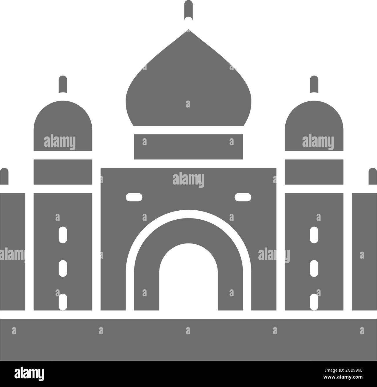 Taj Mahal, punto di riferimento di Agra, icona grigia India. Illustrazione Vettoriale