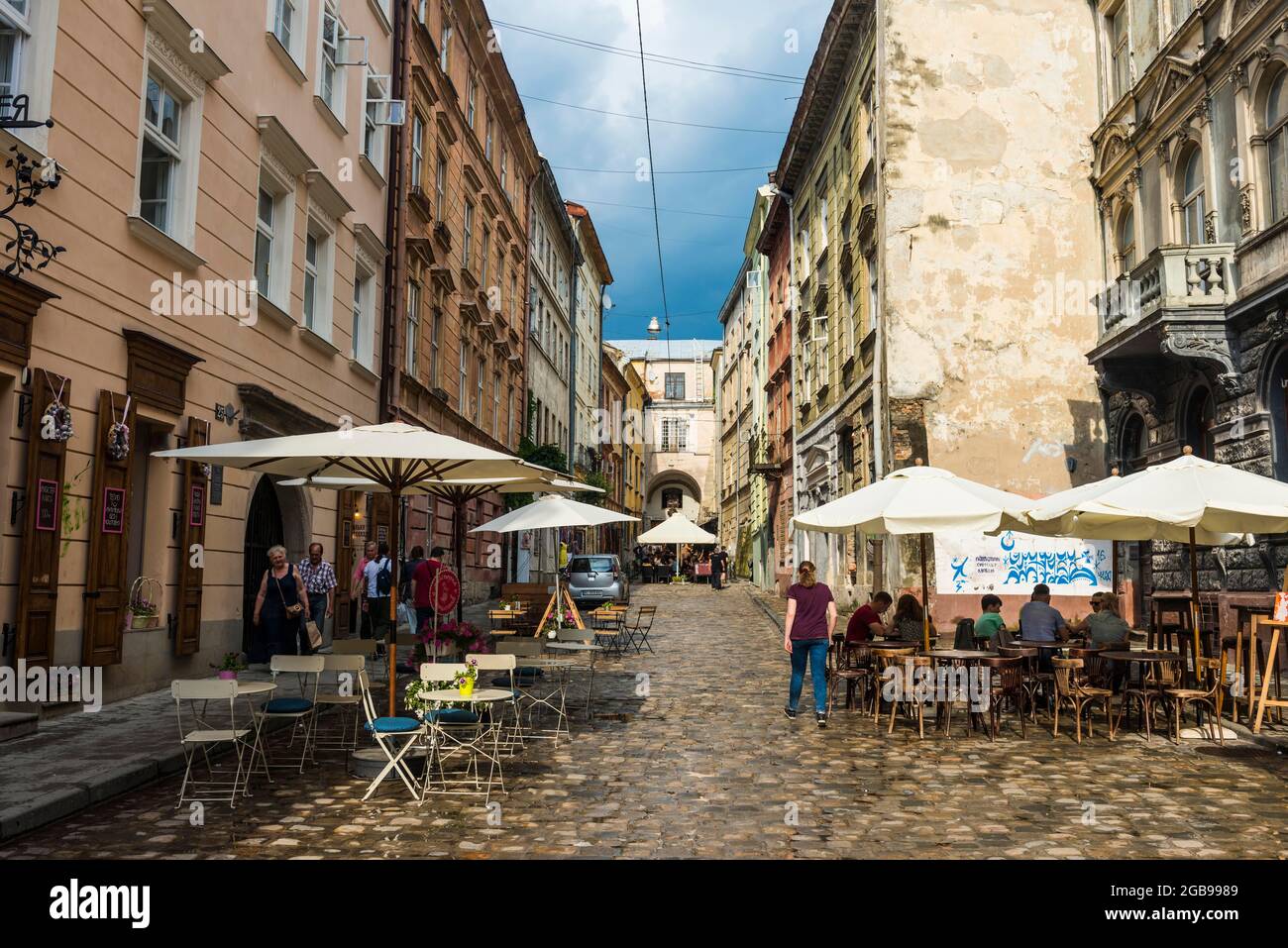 Cuore storico dell'UNESCO vedere la città di Lviv, Ucraina Foto Stock