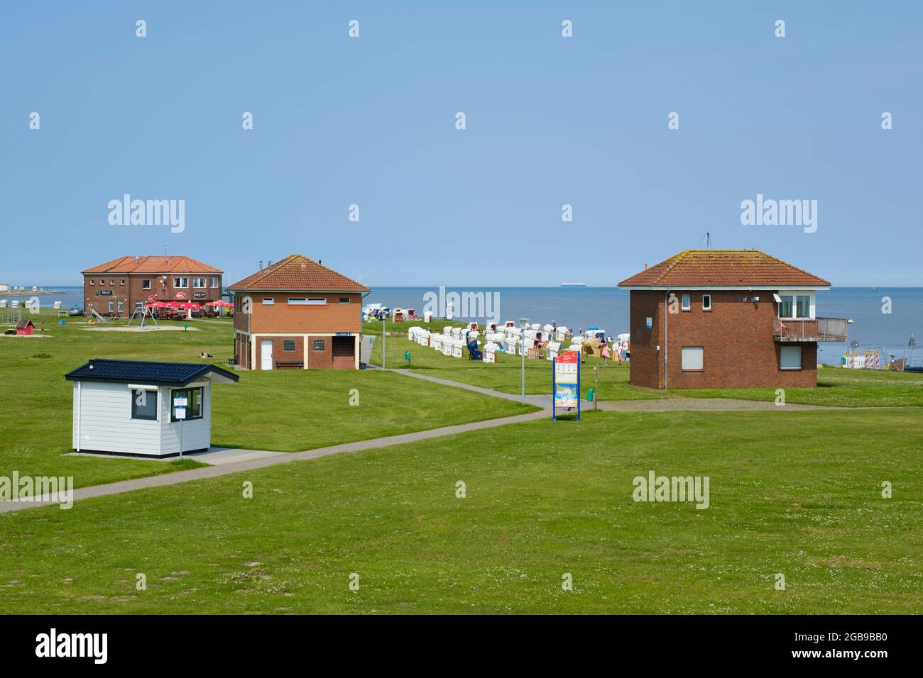 Spiaggia verde di Hooksiel, Wangerland, Frisia orientale, bassa Sassonia, Germania Foto Stock
