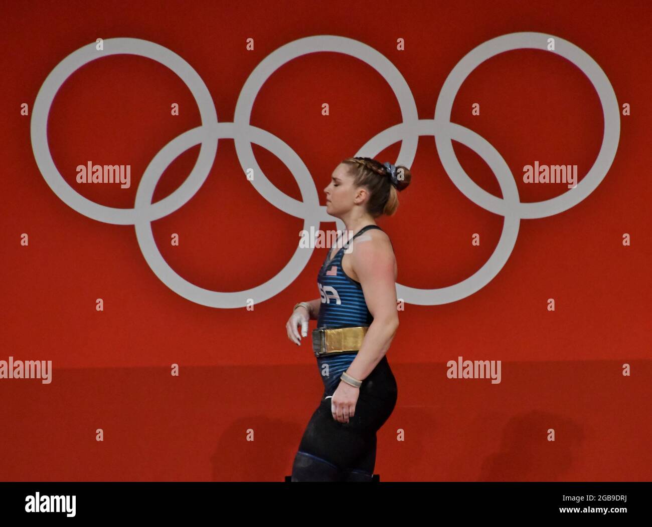 Tokyo, Giappone. 02 agosto 2021. La Martha Ann Rogers degli Stati Uniti compete durante le Olimpiadi di Tokyo Donne che sollevano pesi di 87kg al Tokyo International Forum di Tokyo, Giappone, lunedì 2 agosto 2021. Foto di Keizo Mori/UPI Credit: UPI/Alamy Live News Foto Stock