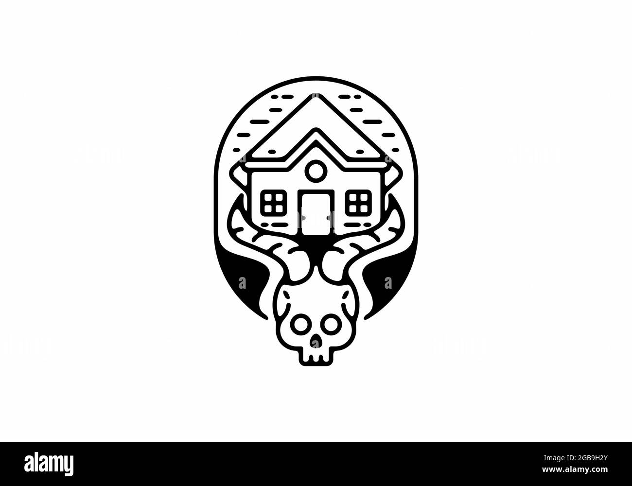 Casa del diavolo linea illustrazione disegno Illustrazione Vettoriale