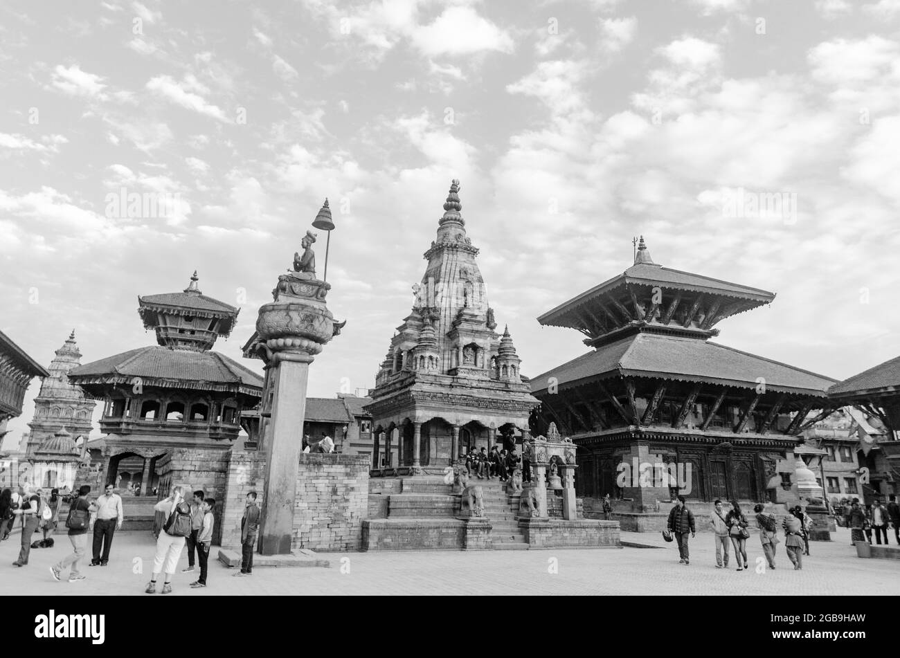 Bhaktapur e Kathmandu 2013. Terremoto pre-Nepal. Ora pesantemente danneggiato e distrutto Foto Stock