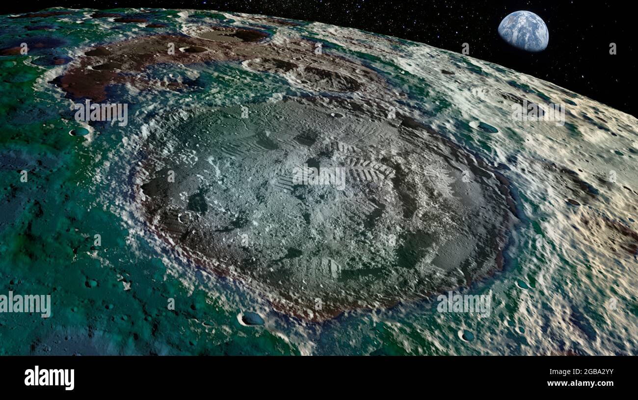 Passi sulla luna. Elementi di questa immagine forniti dalla NASA Foto Stock