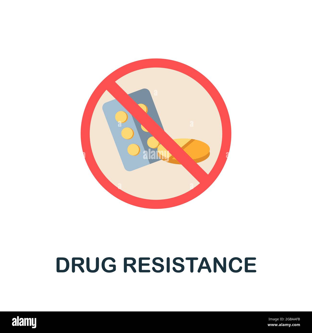 Icona piatta della resistenza ai farmaci. Segno colorato dalla raccolta della resistenza agli antibiotici. Illustrazione dell'icona Creative Drug Resistance per il web design, infografiche Illustrazione Vettoriale