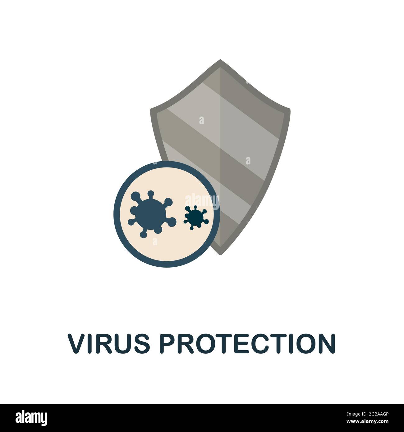 Icona piatta protezione antivirus. Segno colorato dalla raccolta della resistenza agli antibiotici. Creative Virus Protection icona illustrazione per il web design Illustrazione Vettoriale