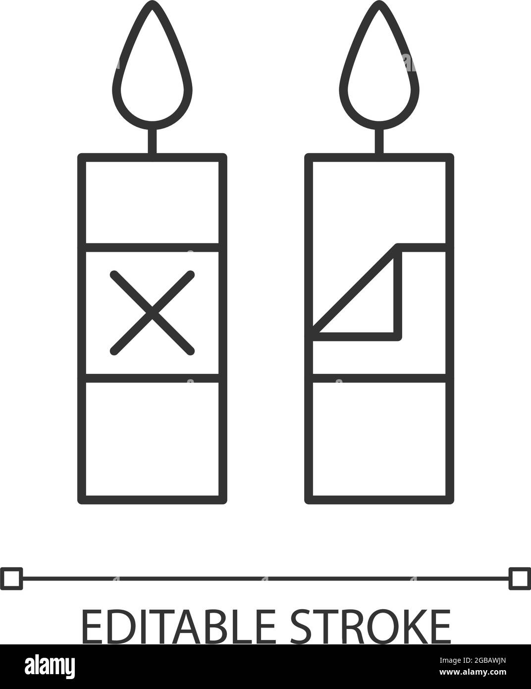 Rimuovere la confezione della candela prima di utilizzare l'icona dell'etichetta manuale lineare Illustrazione Vettoriale