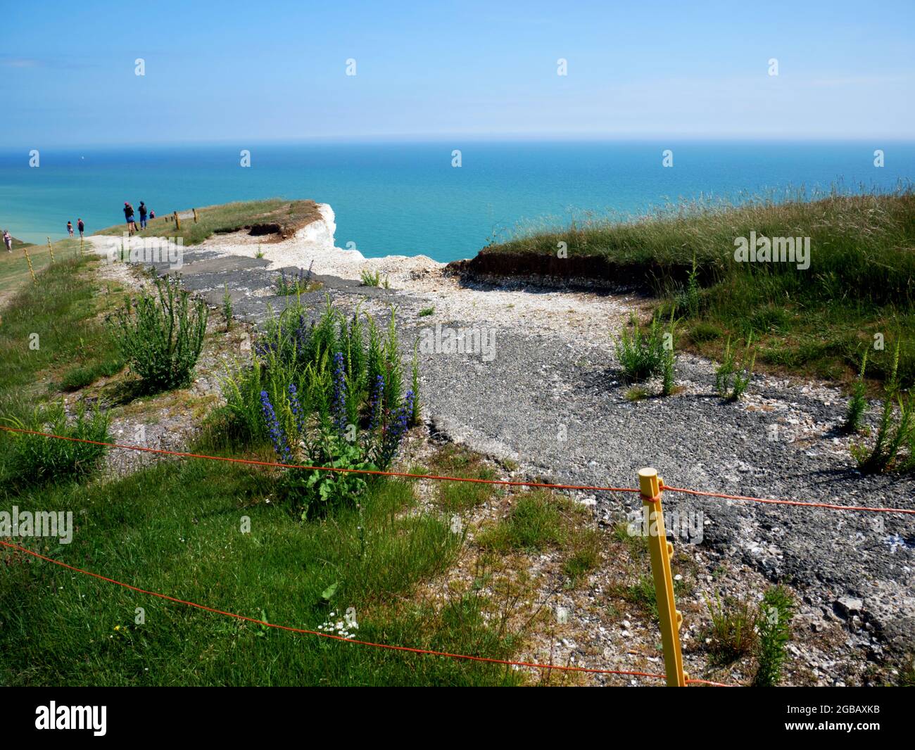 Erosione della scogliera vicino a Belle Tout, Eastbourne, East Sussex. Foto Stock