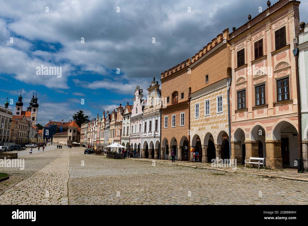 Il centro storico di Telc, Patrimonio dell'Umanità dell'UNESCO, Moravia meridionale, Repubblica Ceca, Europa Foto Stock