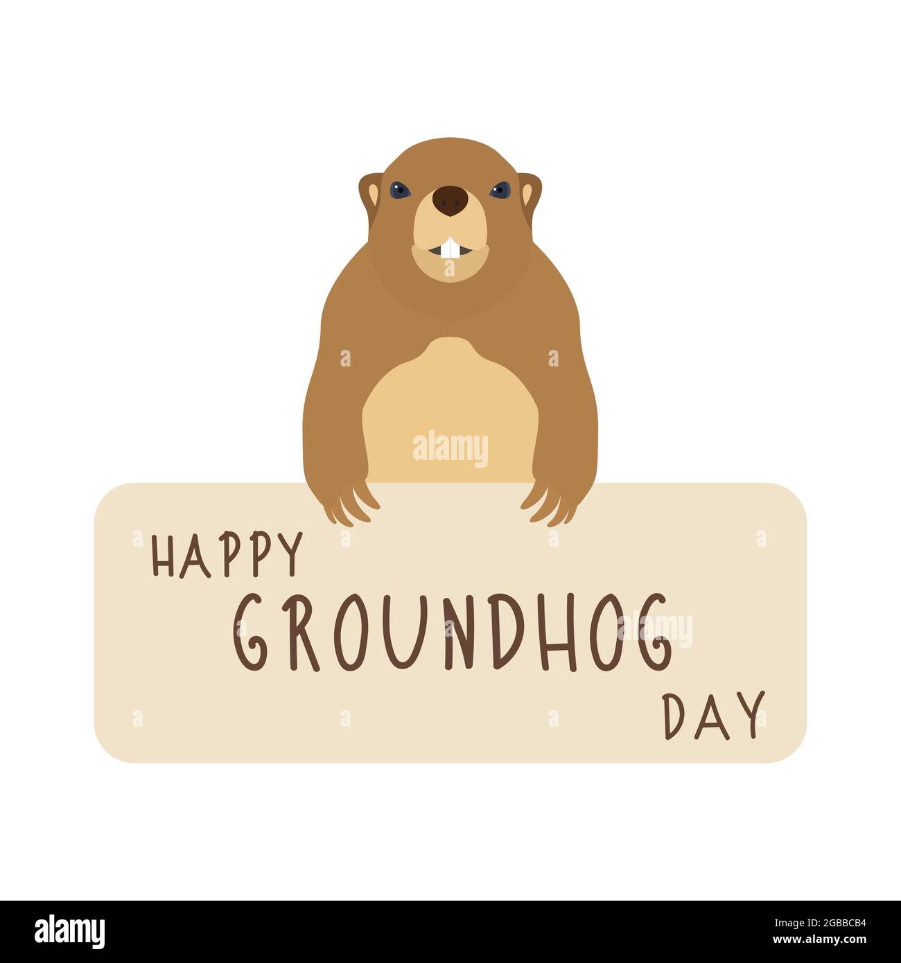 Buon giorno di Groundhog. Simpatica illustrazione vettoriale di marmotta. Illustrazione Vettoriale
