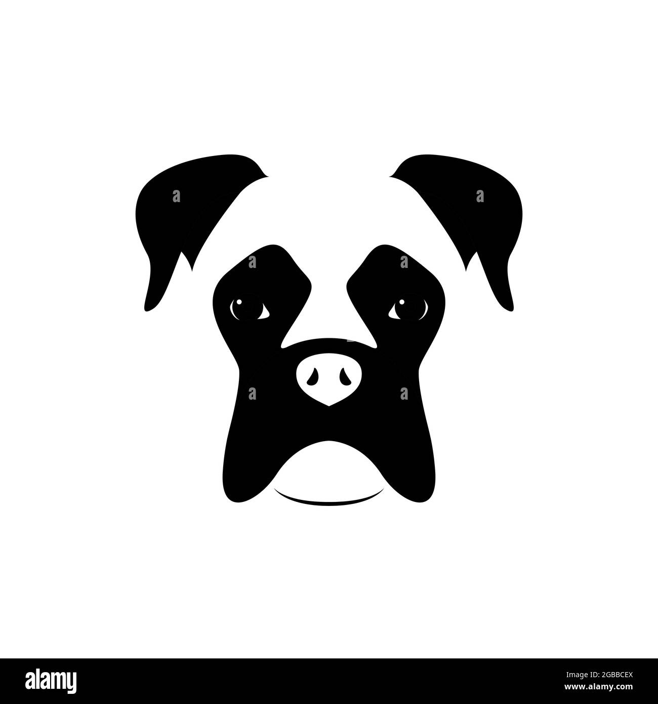 Muso cane Boxer. Bianco e nero. Illustrazione vettoriale. Illustrazione Vettoriale