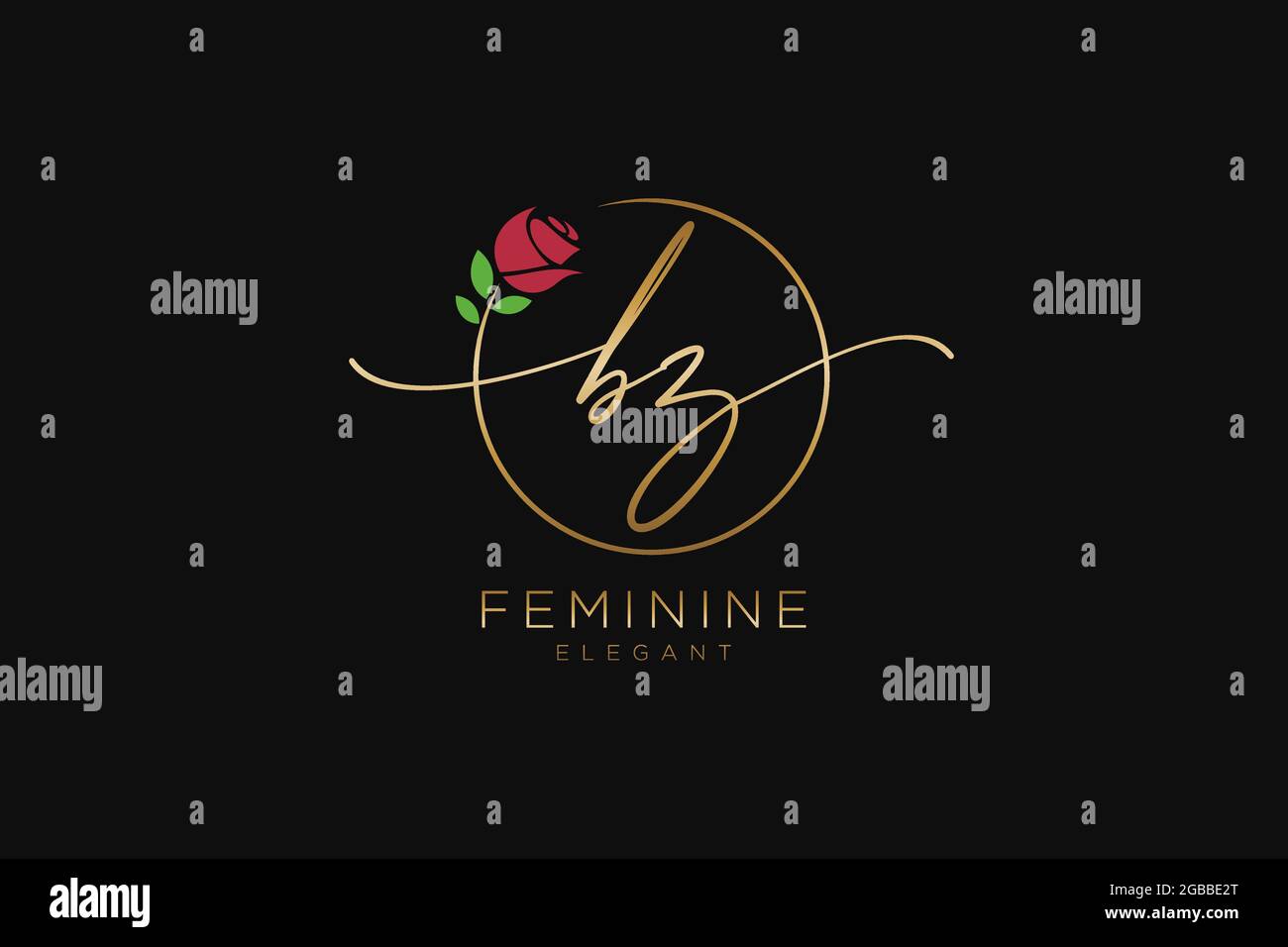 BZ Monogramma di bellezza del logo femminile e design elegante del logo, logo di scrittura a mano della firma iniziale, matrimonio, moda, floreale e botanico con creativo Illustrazione Vettoriale