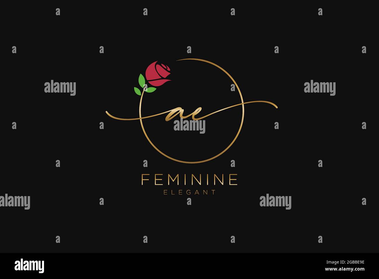 AE monogramma di bellezza del logo Femminile e design elegante del logo, logo di scrittura a mano della firma iniziale, matrimonio, moda, floreale e botanico con creativo Illustrazione Vettoriale
