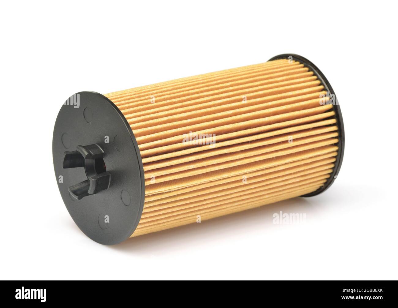 Cartuccia del filtro dell'olio per auto isolata in bianco Foto Stock