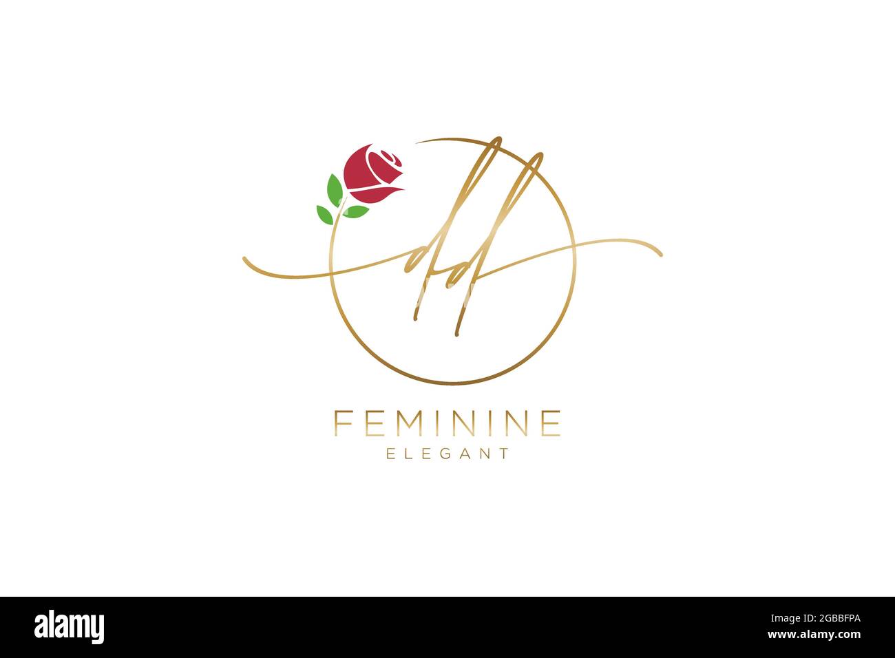 DD monogramma di bellezza del logo Femminile e design elegante del logo, il logo di scrittura a mano della firma iniziale, il matrimonio, la moda, floreale e botanico con creativo Illustrazione Vettoriale