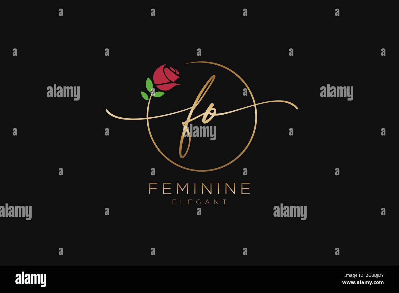 FO monogramma di bellezza del logo Femminile e design elegante del logo, logo di scrittura a mano della firma iniziale, matrimonio, moda, floreale e botanico con creativo Illustrazione Vettoriale