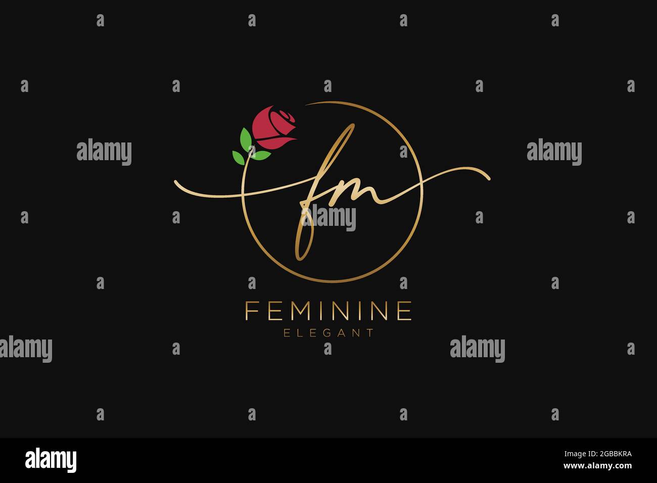 Monogramma di bellezza con logo FM Femminile e design elegante con logo, logo scritto a mano della firma iniziale, matrimonio, moda, floreale e botanico con creatività Illustrazione Vettoriale