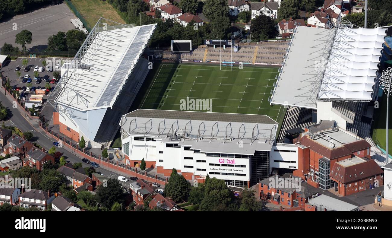 Vista aerea del Leeds Rhinos Rugby League Club's Headingley Stadium, Leeds Foto Stock
