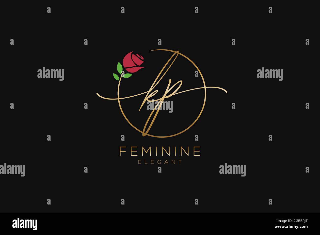 KP Monogramma di bellezza del logo femminile e design elegante del logo, logo di scrittura a mano della firma iniziale, matrimonio, moda, floreale e botanico con creativo Illustrazione Vettoriale