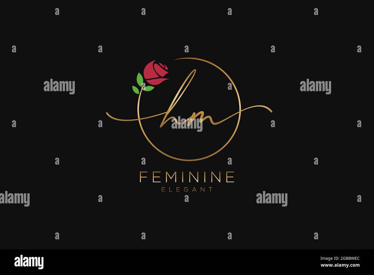 HM Monogramma di bellezza del logo femminile e design elegante del logo, logo di scrittura a mano della firma iniziale, matrimonio, moda, floreale e botanico con creativo Illustrazione Vettoriale