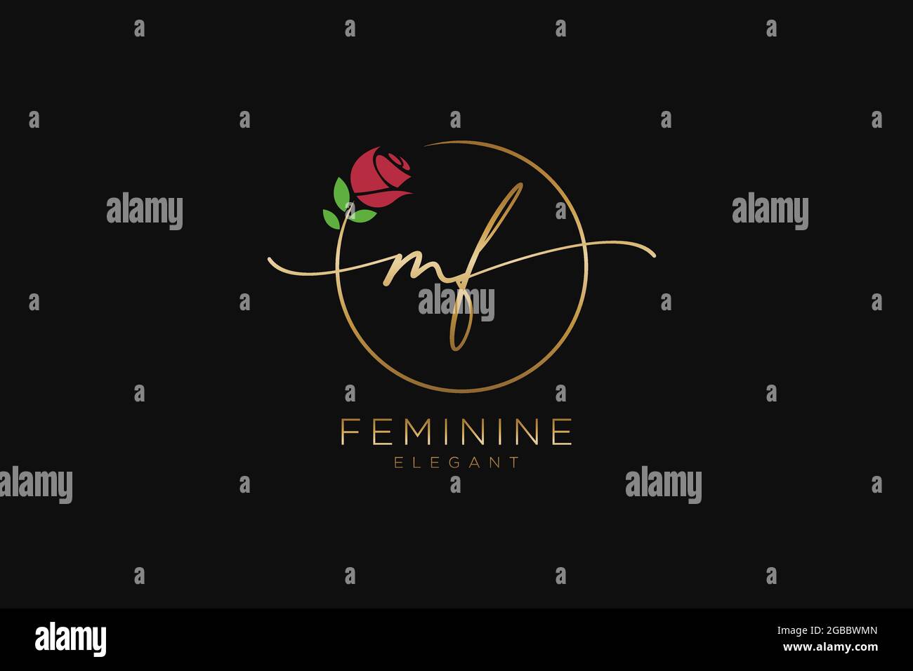 Monogramma di bellezza con logo MF Femminile ed elegante design con logo, logo scritto a mano di firma iniziale, matrimonio, moda, floreale e botanico con creatività Illustrazione Vettoriale