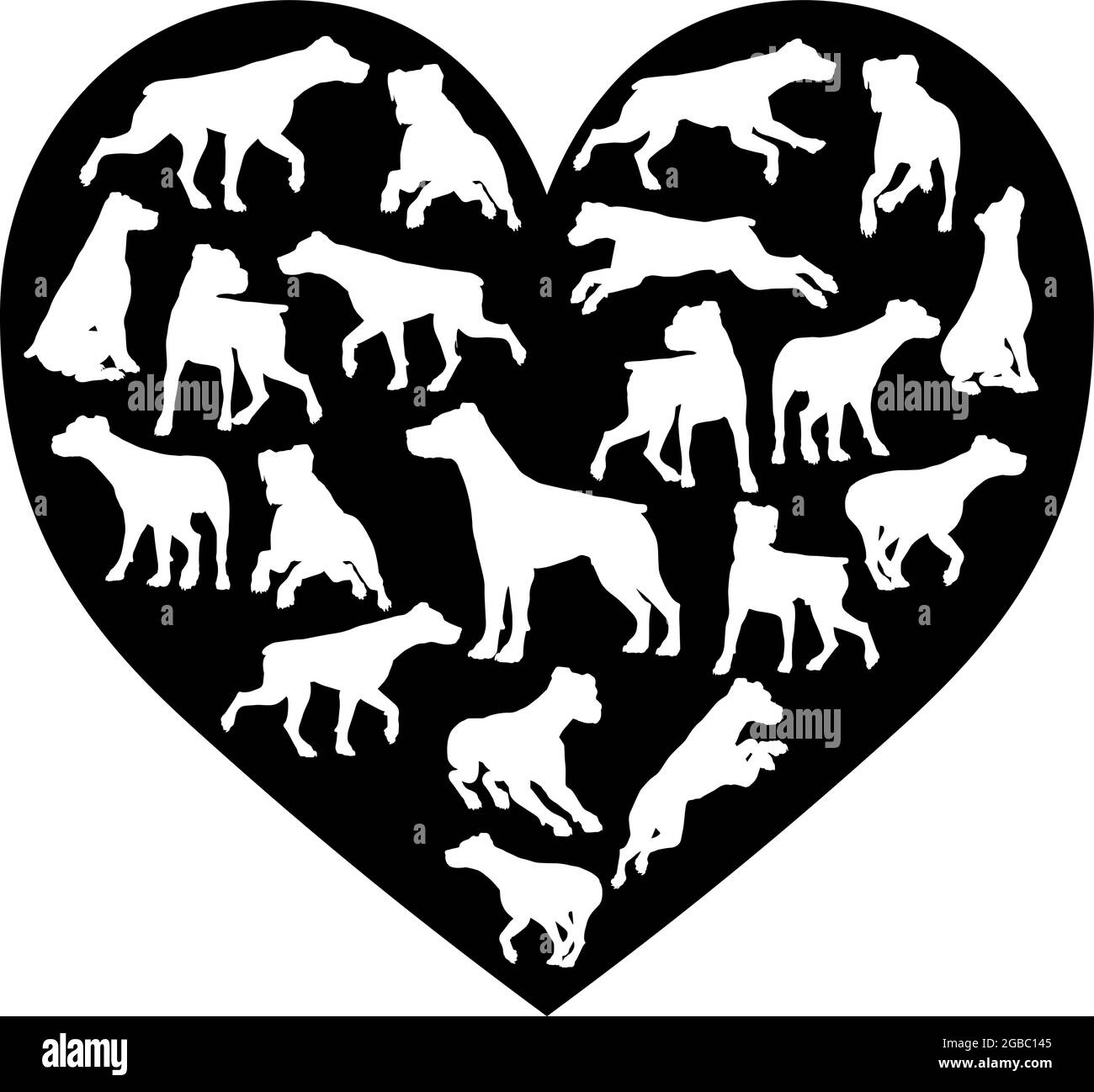 Parsons Terrier cuore di cane Silhouette Concept Illustrazione Vettoriale