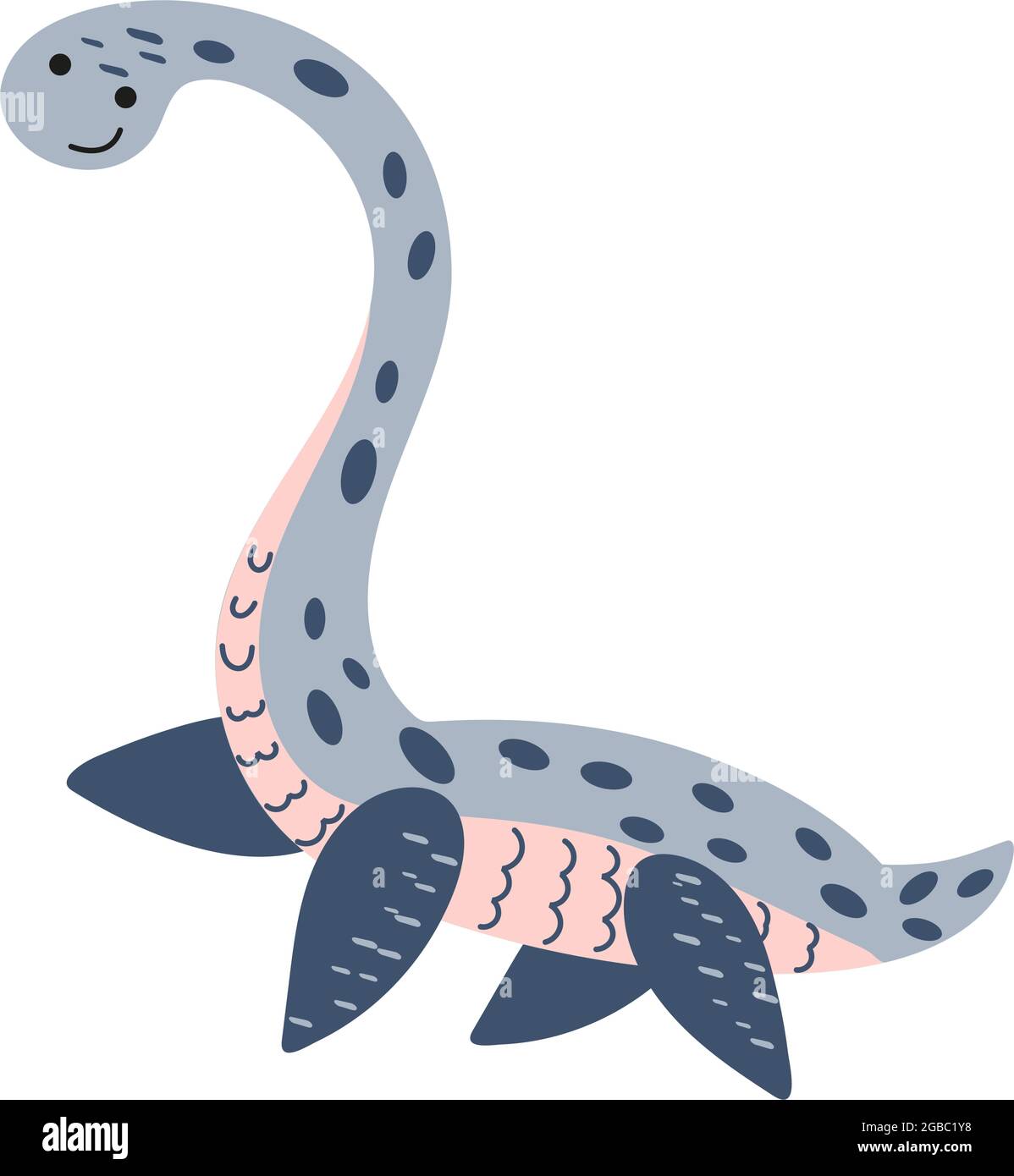 Illustrazione Dinosaur Elasmosaurus nello stile di un cartone animato.  Oggetto isolato su sfondo bianco. Animale marino del periodo Jurassico  simile t Immagine e Vettoriale - Alamy