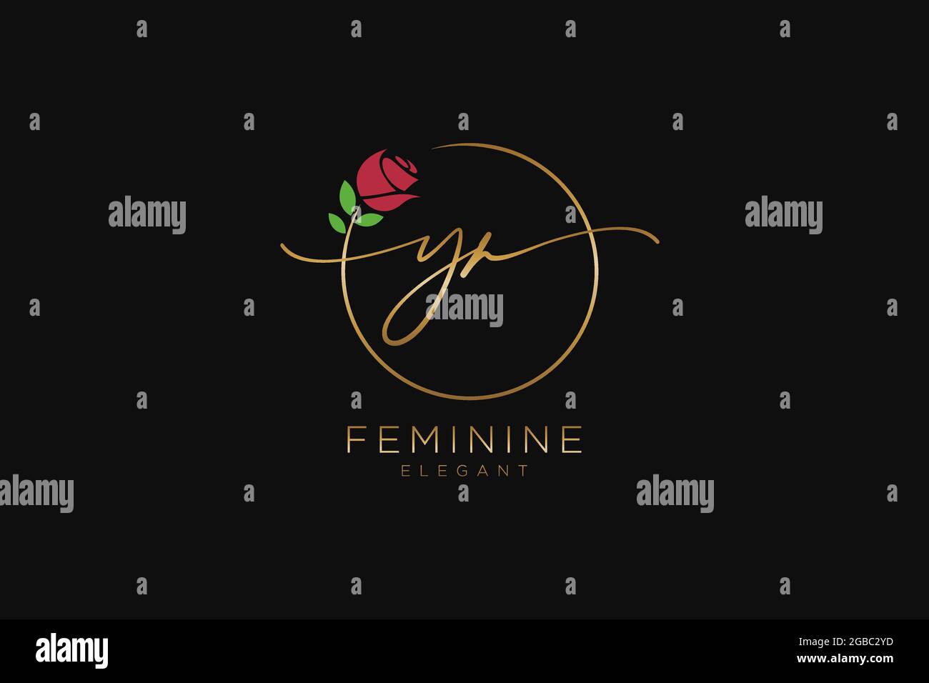 YR Monogramma di bellezza del logo femminile e design elegante del logo, logo di scrittura a mano della firma iniziale, matrimonio, moda, floreale e botanico con creativo Illustrazione Vettoriale