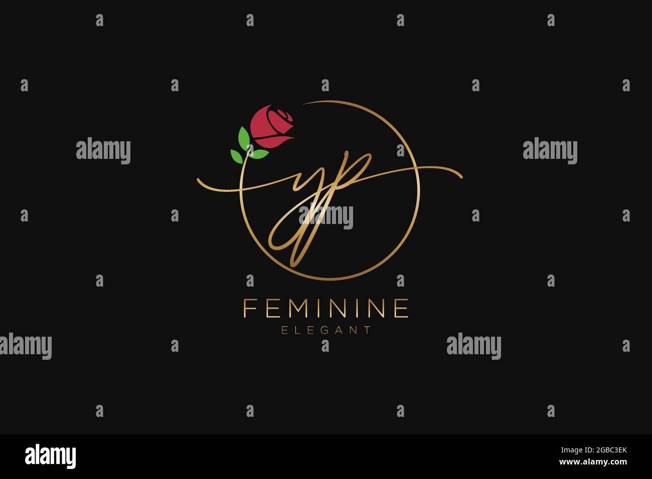 YP monogramma di bellezza del logo femminile e design elegante del logo, logo di scrittura a mano della firma iniziale, matrimonio, moda, floreale e botanico con creativo Illustrazione Vettoriale