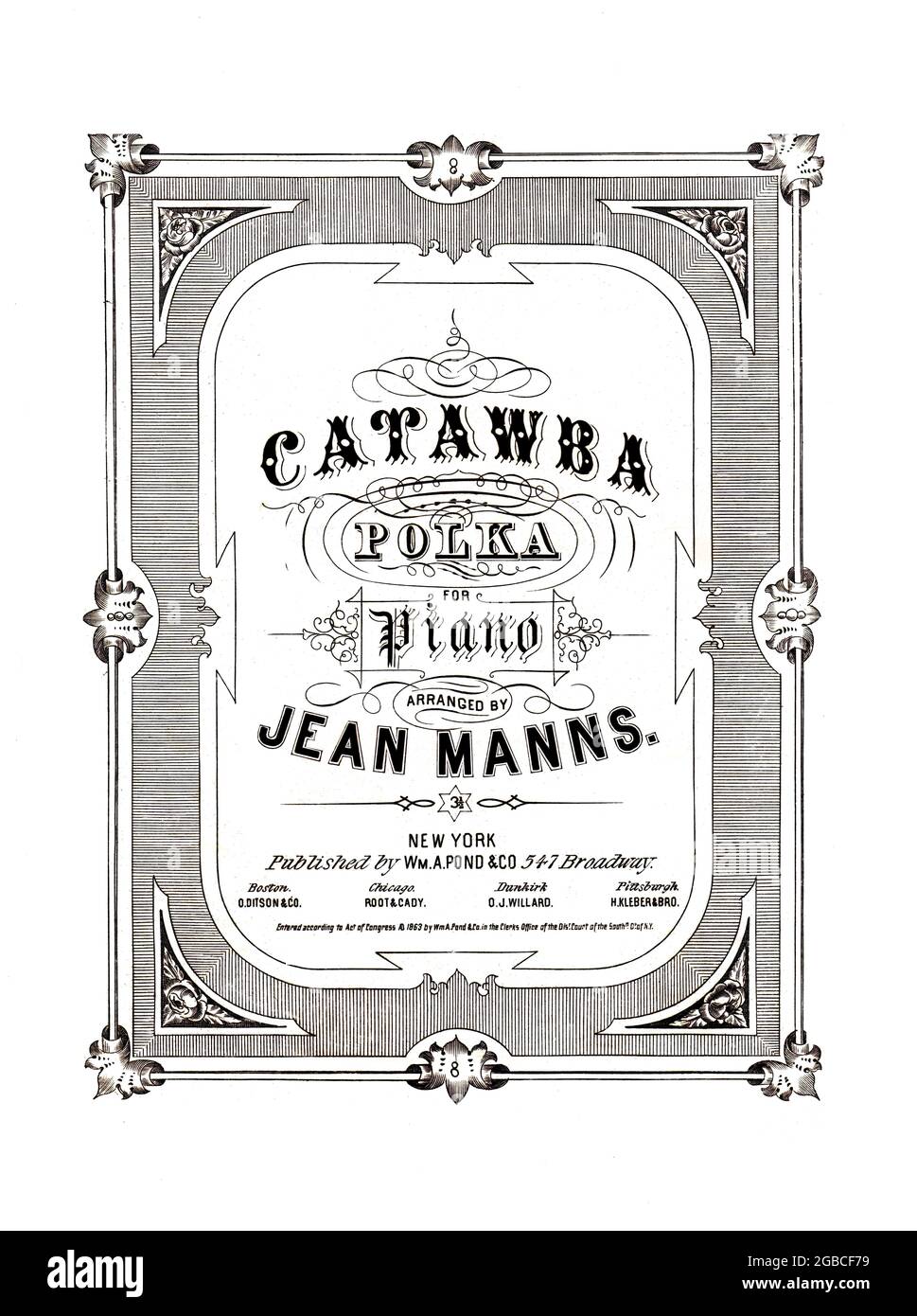 Catawba Polka, 1863 spartiti di piano che celebrano gli Indiani nativi americani del Nord e del Sud Carolina. Foto Stock