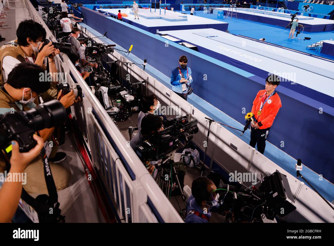 Tokyo, Giappone. 3 agosto 2021. Daiki Hashimoto (JPN) Ginnastica - artistica : cerimonia di Medaglia orizzontale da Bar per uomini durante i Giochi Olimpici di Tokyo 2020 al Centro di Ginnastica Ariake di Tokyo, Giappone . Credit: Kohei Maruyama/AFLO/Alamy Live News Foto Stock