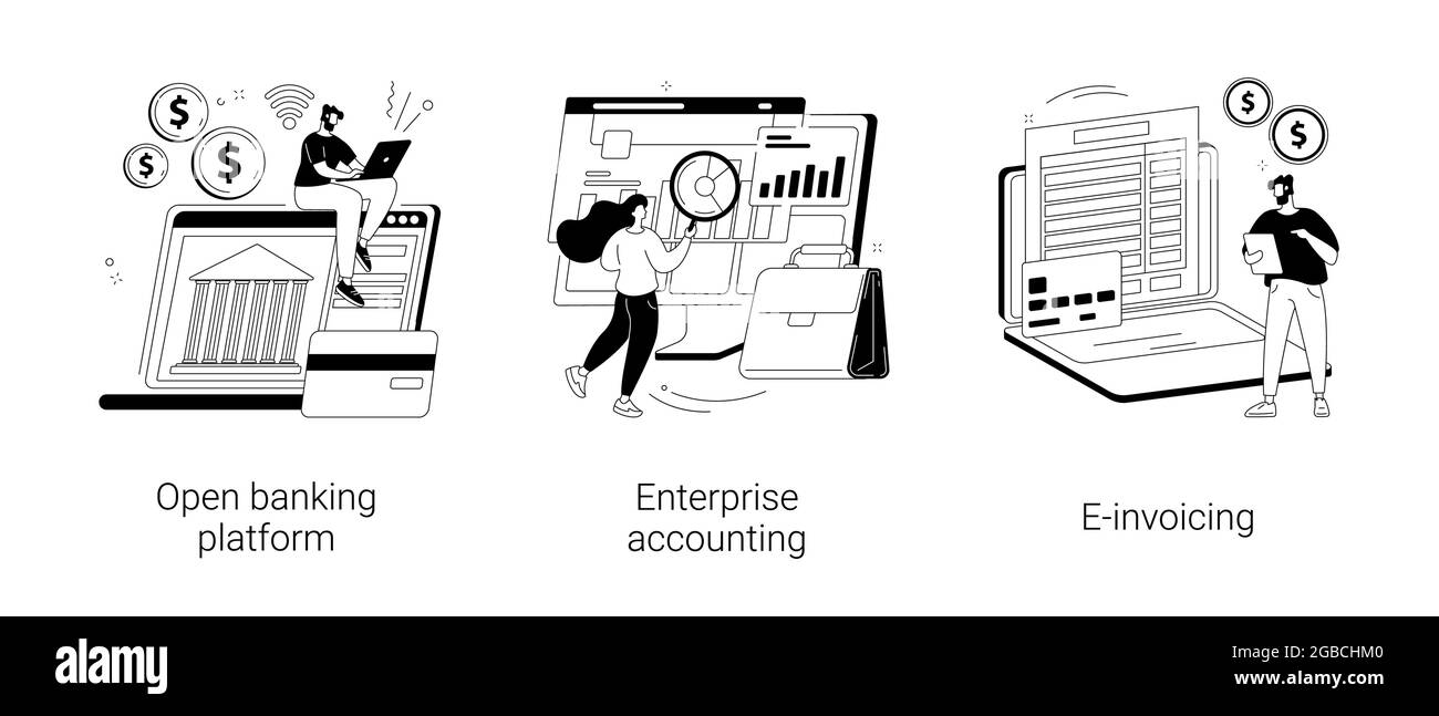 Illustrazioni vettoriali del concetto astratto del sistema di contabilità IT. Illustrazione Vettoriale