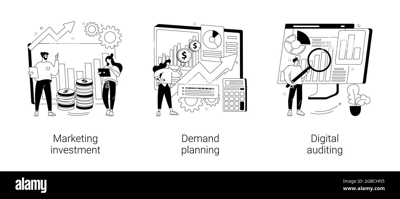 Illustrazioni vettoriali di concetto astratto di contabilità di marketing. Illustrazione Vettoriale